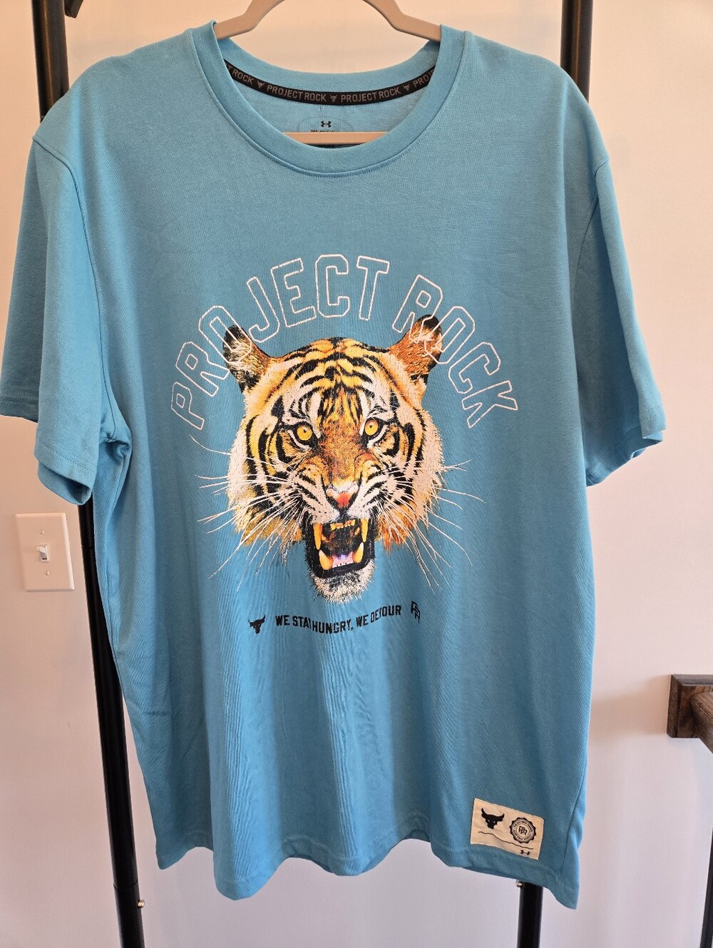 Under Armour Project Rock Tiger Graphic T-Shirt Shirt XL Blue Loose Fit